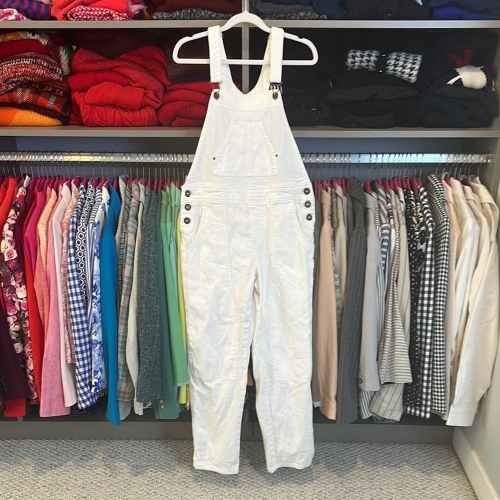 Pilcro white textured overall jumpsuit size 27